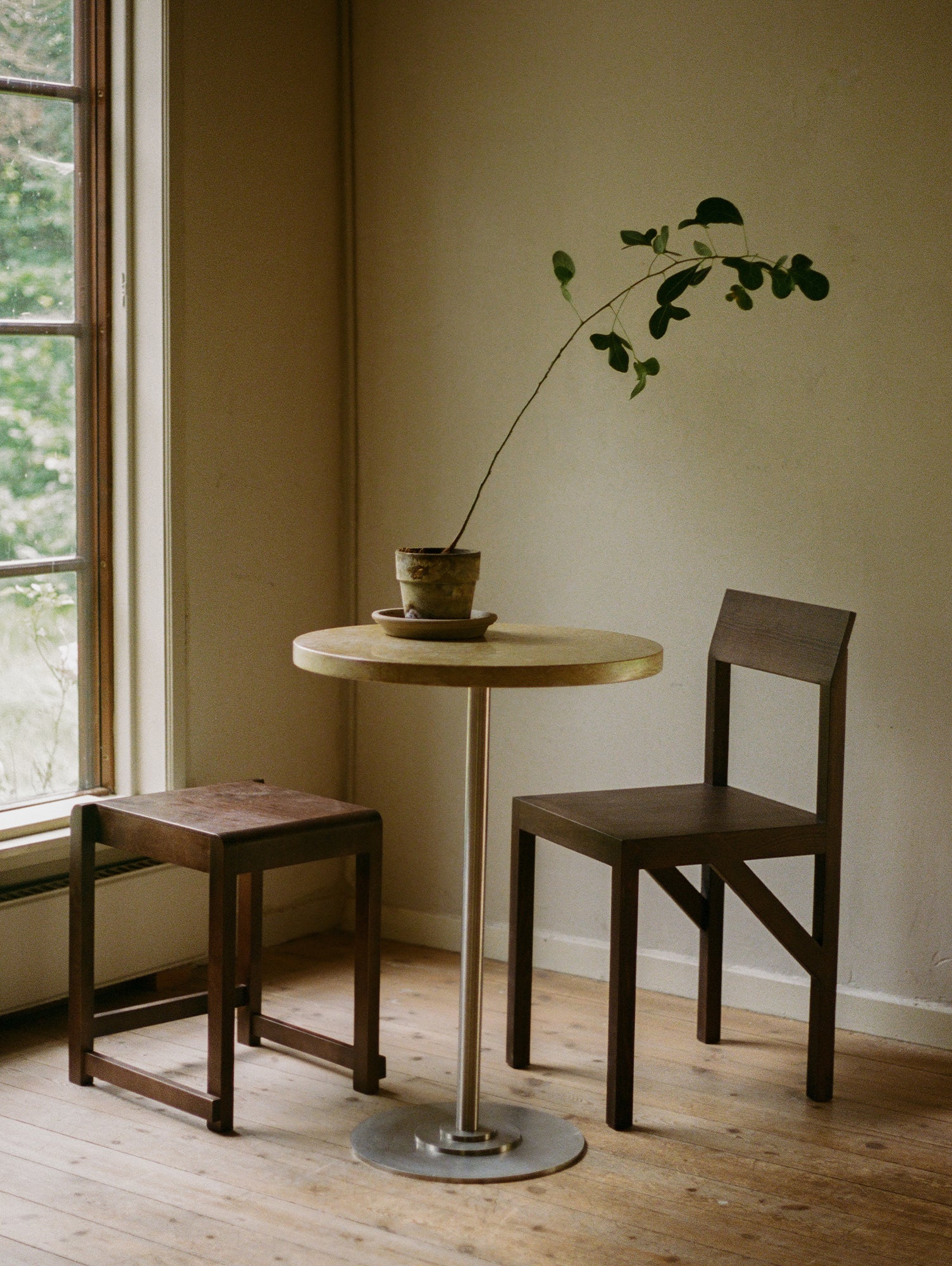 Low Stool 01 by Frama - Dark Brown Oiled Birch Wood