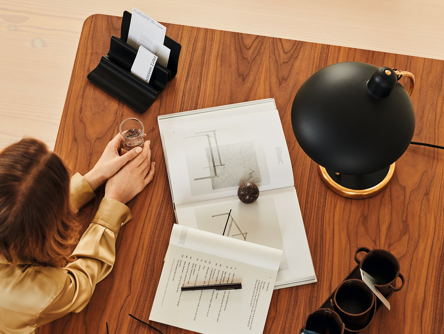 Kaiser Idell Luxus Table Lamp by Fritz Hansen - Matt Black Shade with Brass Base