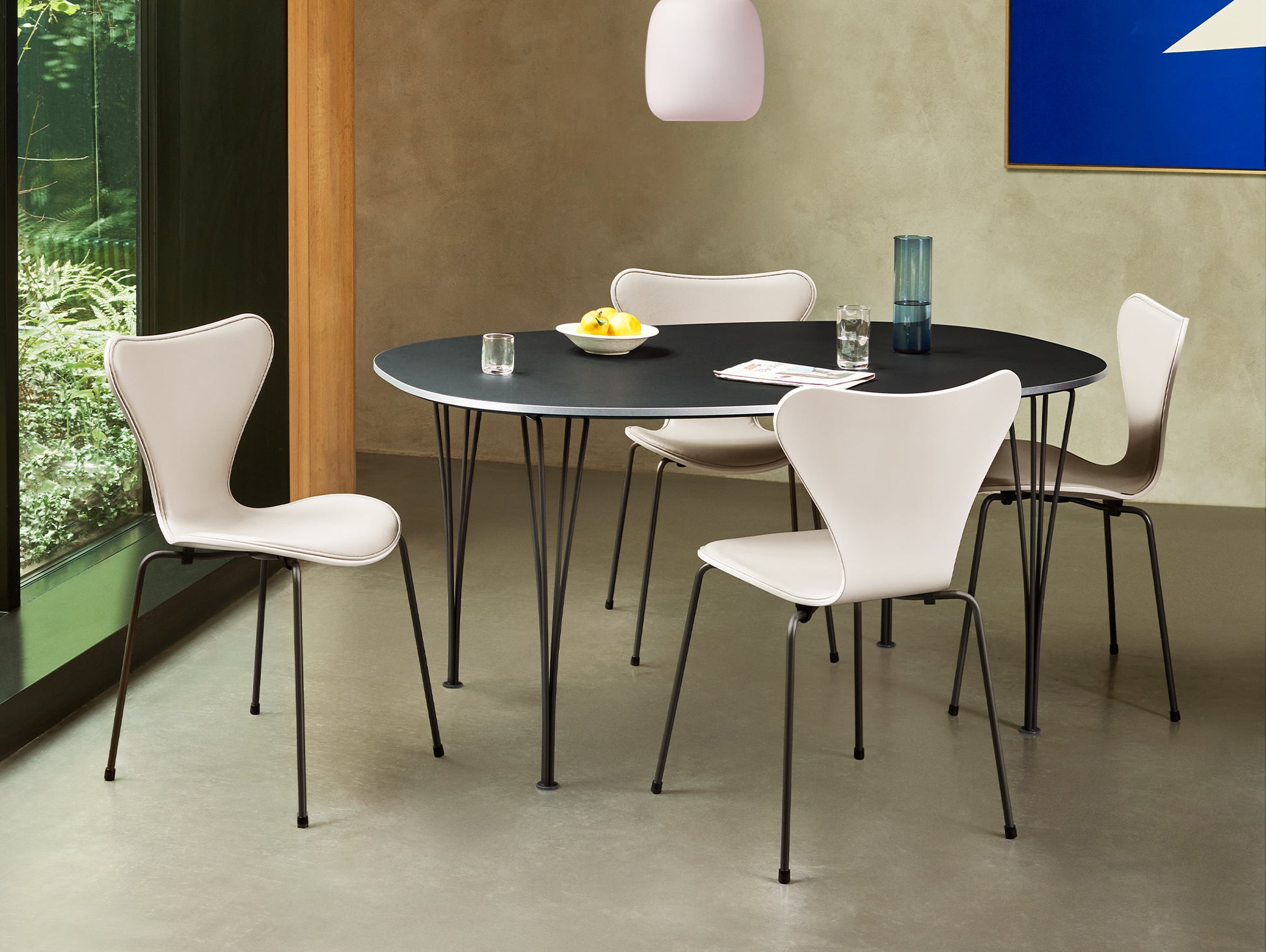 Superellipse Dining Table by Fritz Hansen - B162 / Black Laminate Tabletop / Warm Graphite Steel Base