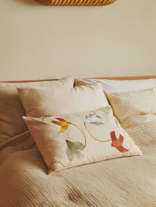 Swif Bird Embroidered Cushion by Ferm Living