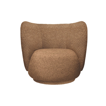 Rico Lounge Chair by Ferm Living - Swivel Base / Raw Bouclé Tan
