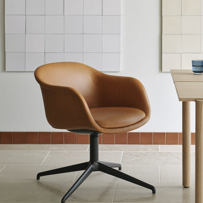 Fiber Conference Armchair with Swivel Base by Muuto - Cognac Refine Leather