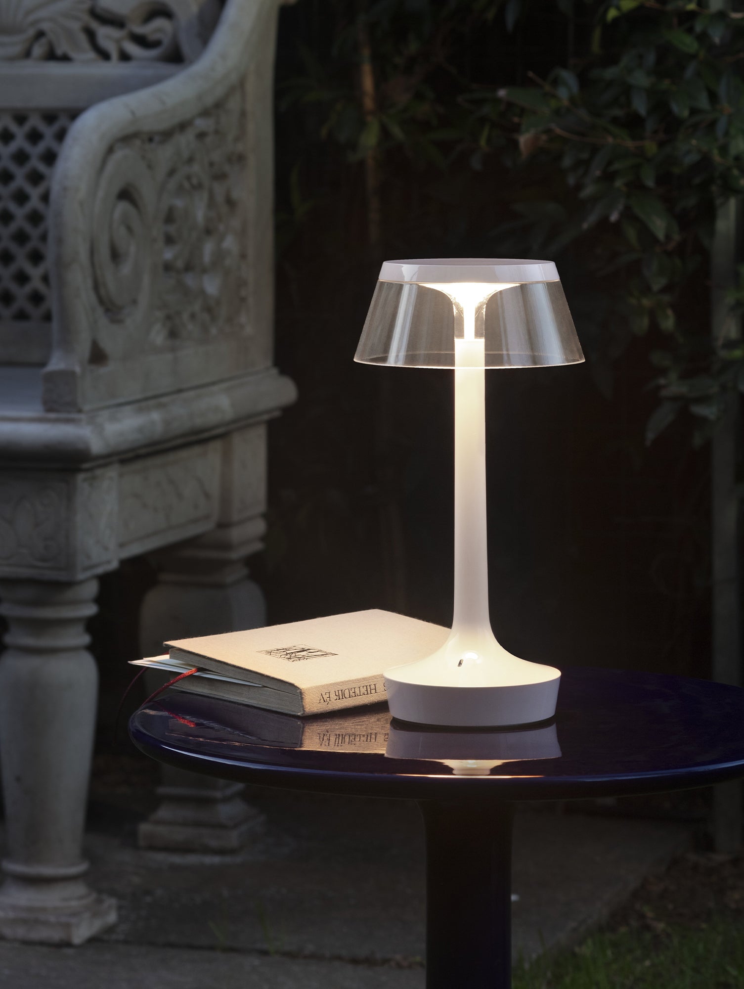 Bon Jour Unplugged Portable Lamp by Flos - Almost White / Transparent Crown