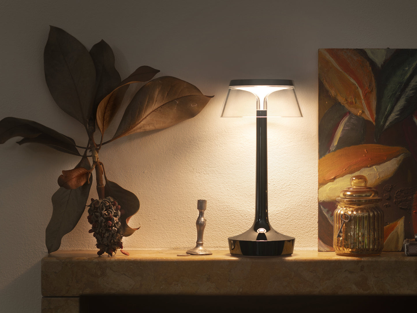 Bon Jour Unplugged Portable Lamp by Flos - Copper / Transparent Crown
