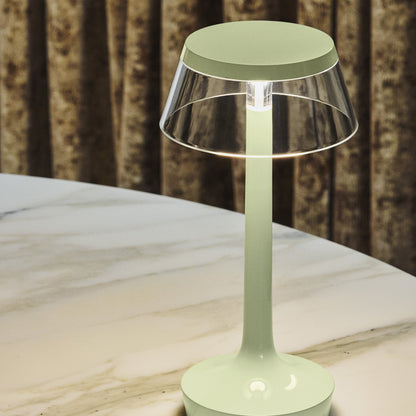 Bon Jour Unplugged Portable Lamp by Flos - Fresh Mint / Transparent Crown