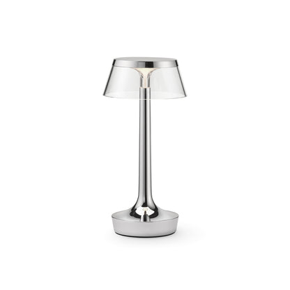 Bon Jour Unplugged Portable Lamp by Flos - Chrome / Transparent Crown
