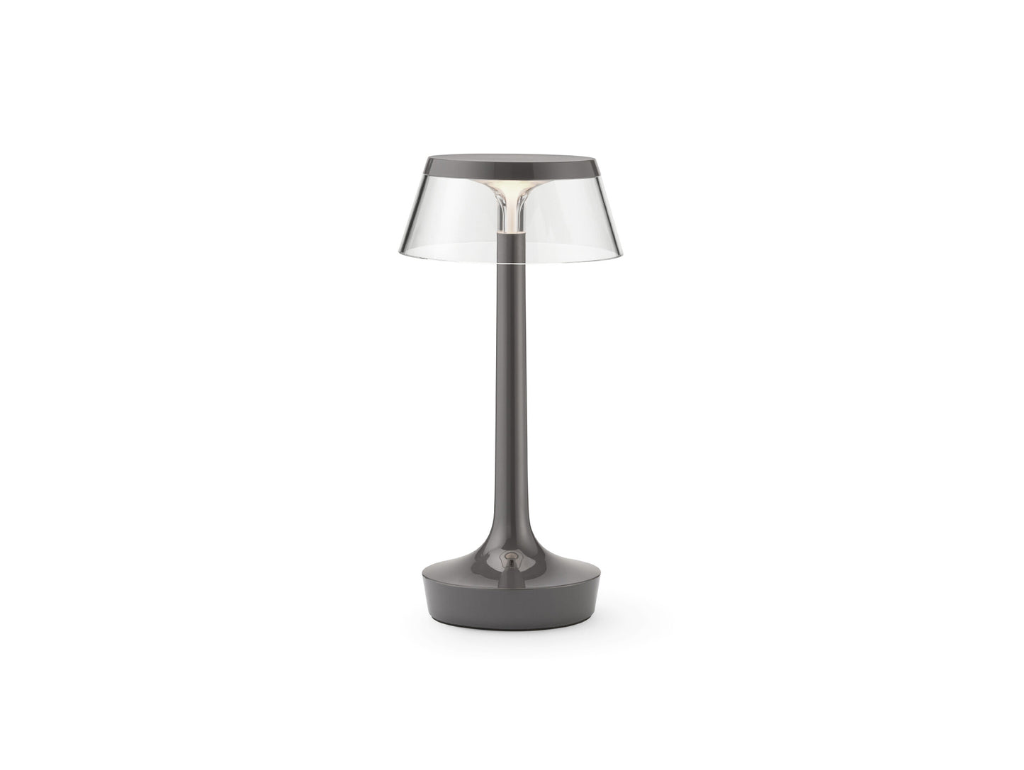 Bon Jour Unplugged Portable Lamp by Flos - Stormy Grey / Transparent Crown