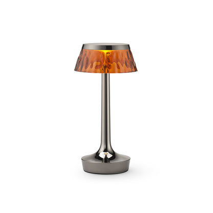 Bon Jour Unplugged Portable Lamp by Flos - Black Chrome / Amber Crown