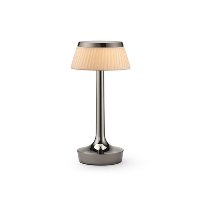 Bon Jour Unplugged Portable Lamp by Flos - Black Chrome / Fabric Crown