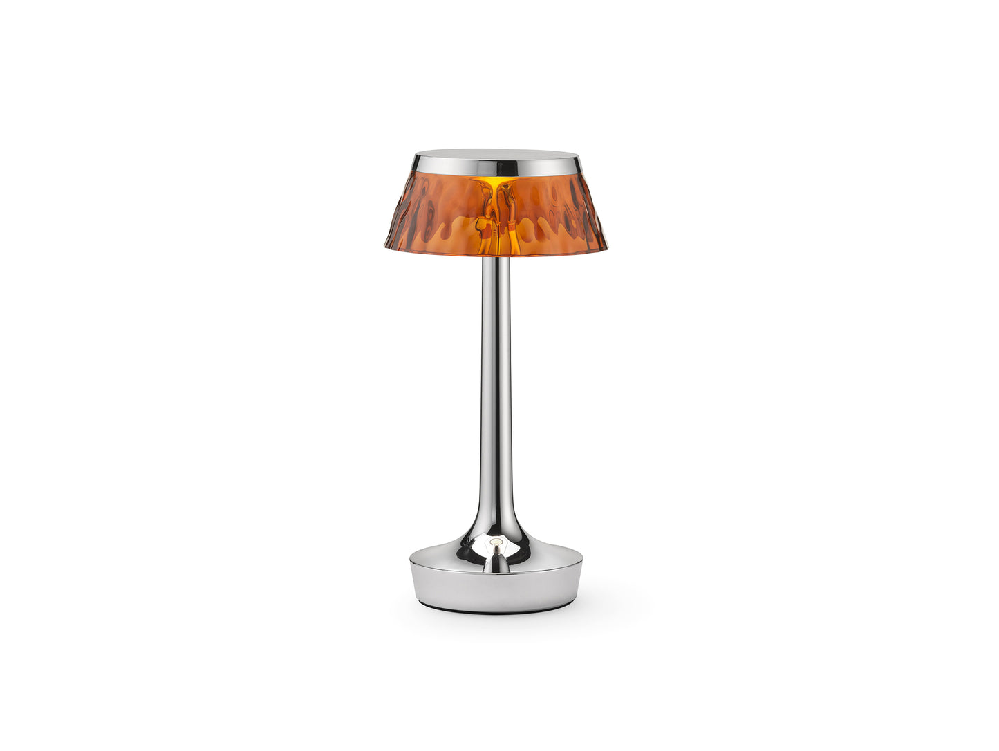 Bon Jour Unplugged Portable Lamp by Flos - Chrome / Amber Crown