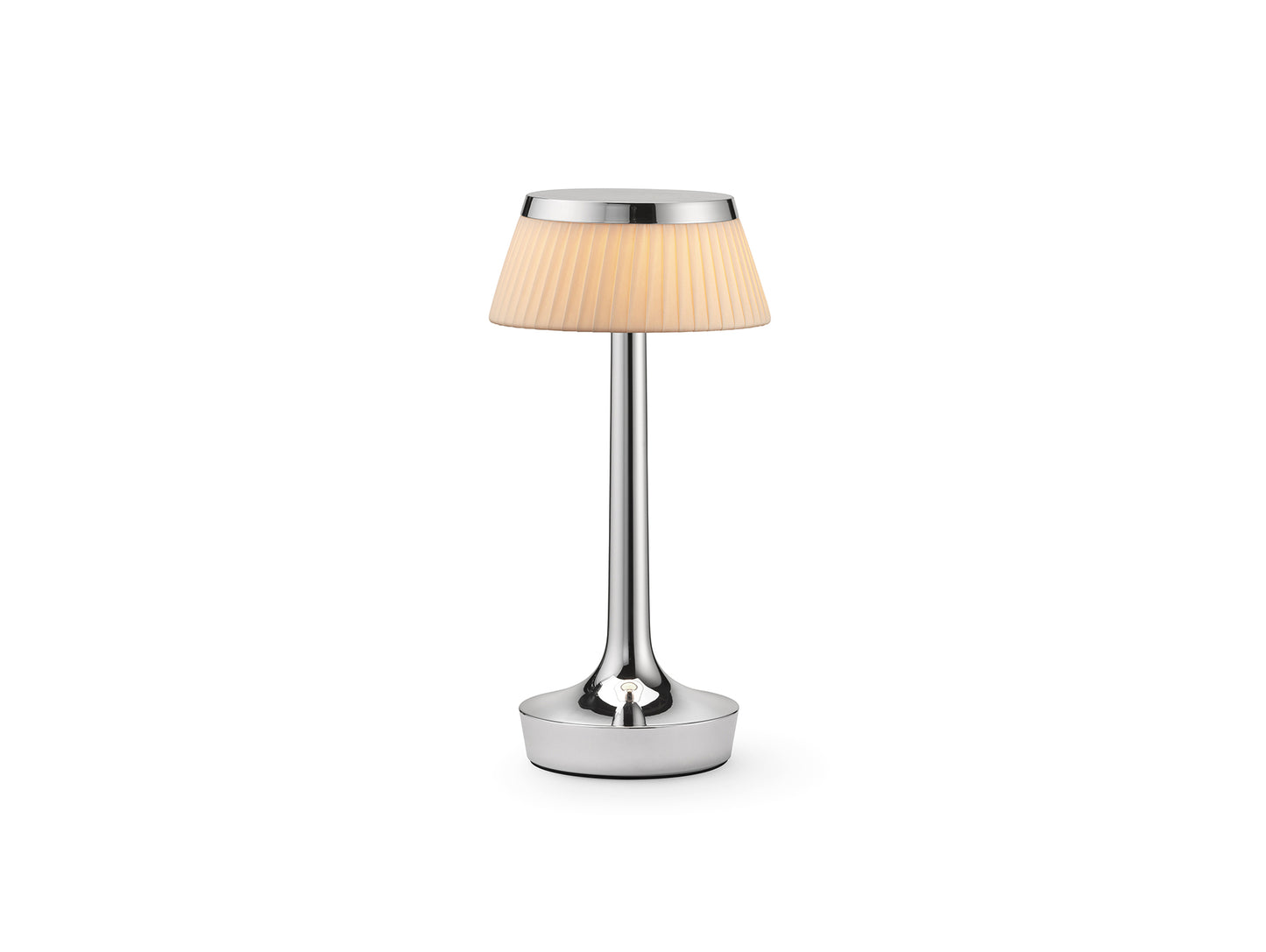 Bon Jour Unplugged Portable Lamp by Flos - Chrome / Fabric Crown