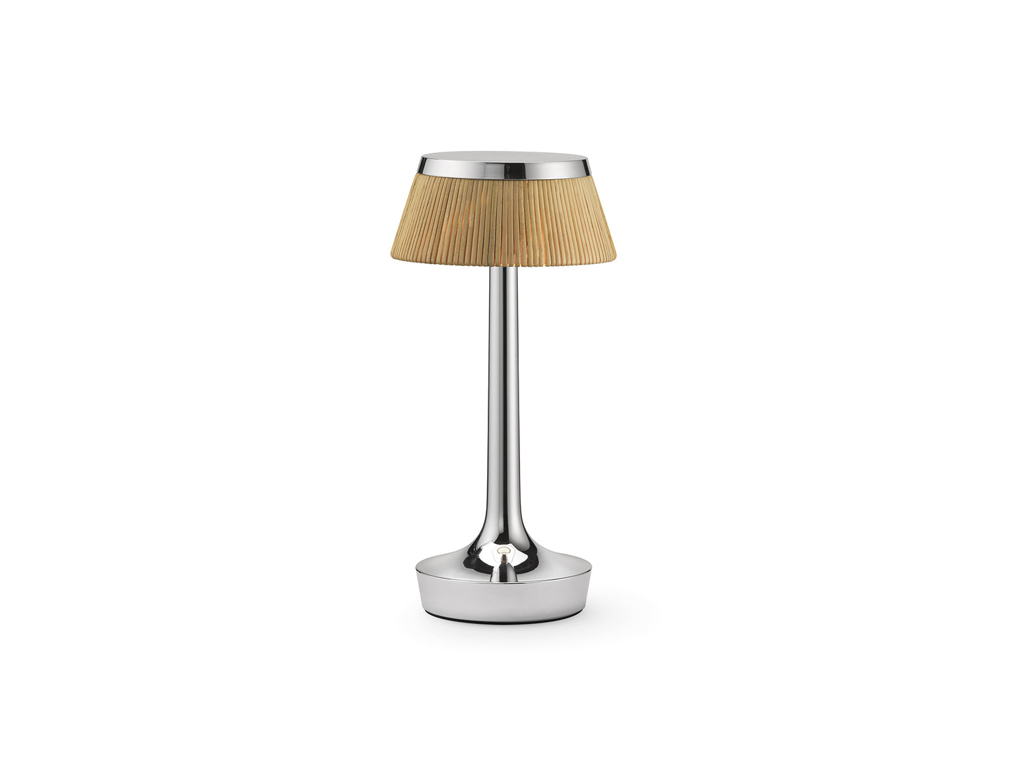 Bon Jour Unplugged Portable Lamp by Flos - Chrome / Rattan Crown
