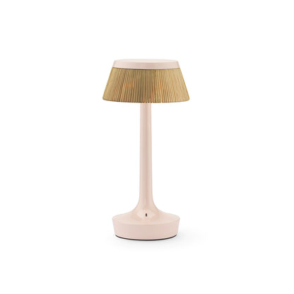 Bon Jour Unplugged Portable Lamp by Flos - Pale Rose / Rattan Crown