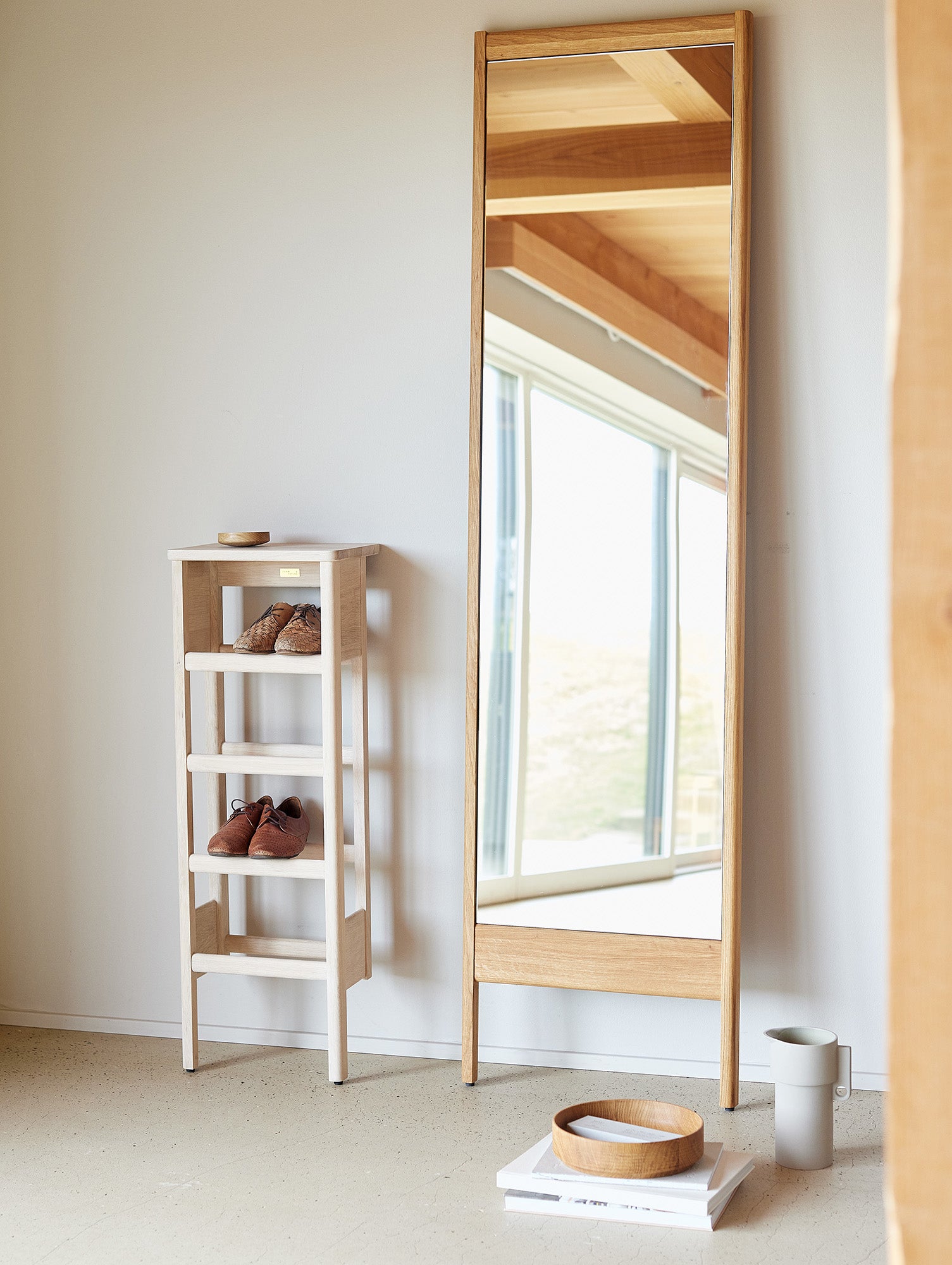 A Line Shoe Rack by Form and Refine - White Oiled Oak