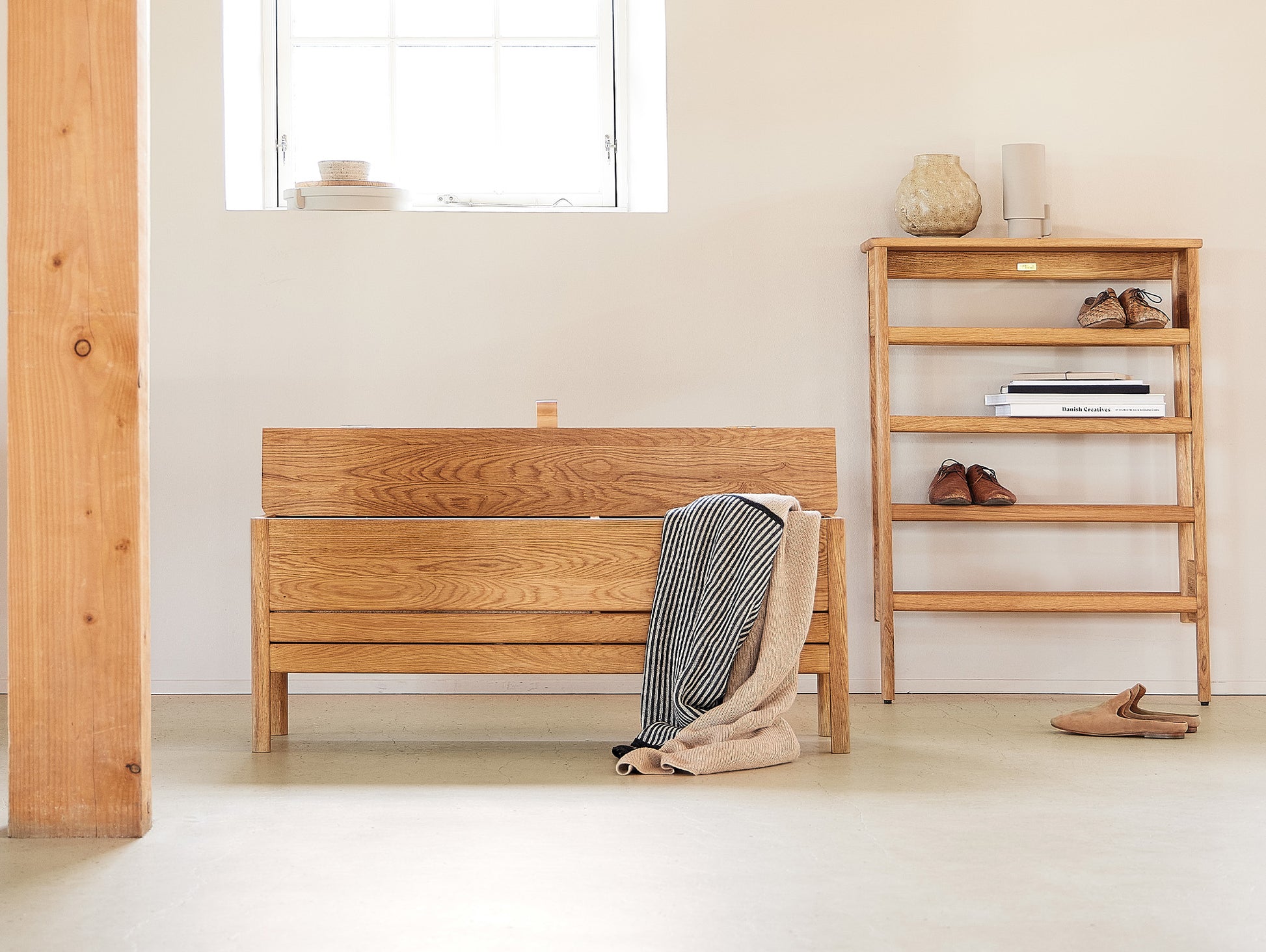 Form and Refine - A Line Storage Bench - Oiled Oak