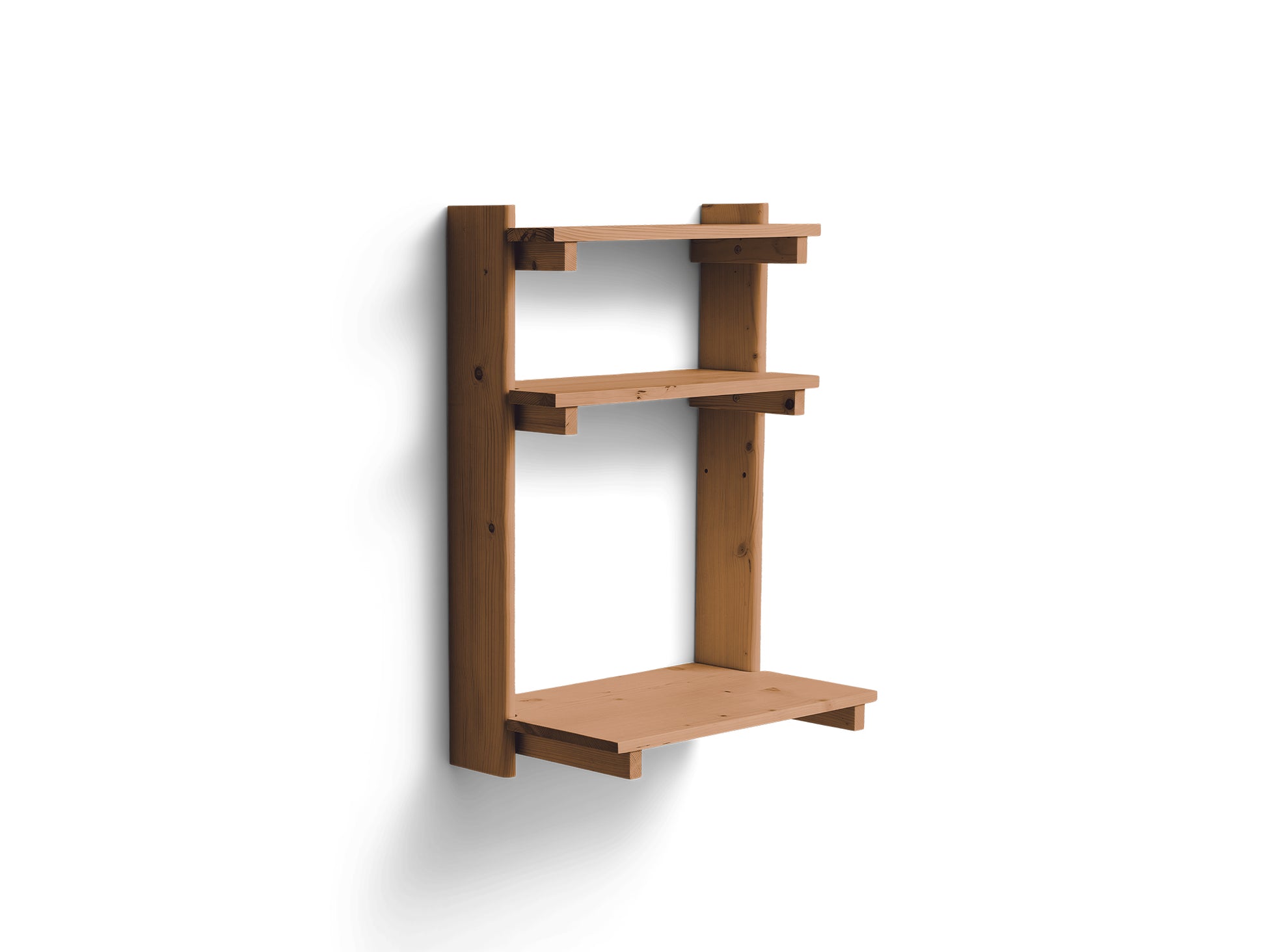 Beam Wall Office Shelf 3 by Form & Refine - Deep Brown Matt Lacquered Pine