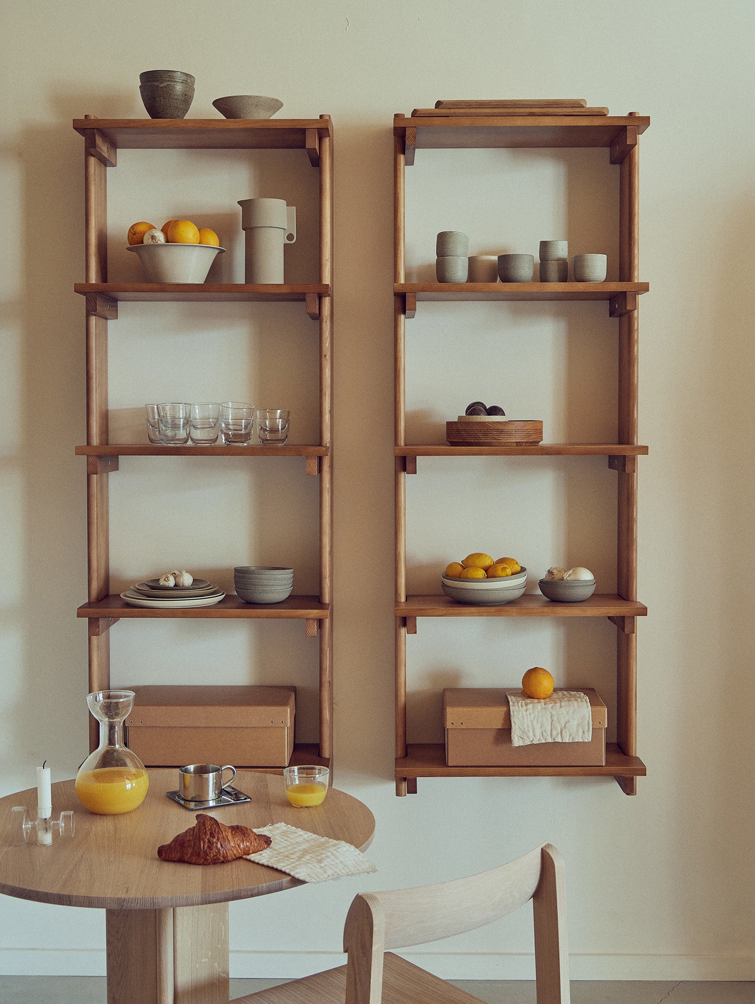Beam Wall Shelf 5 by Form & Refine - Deep Brown Matt Lacquered Pine