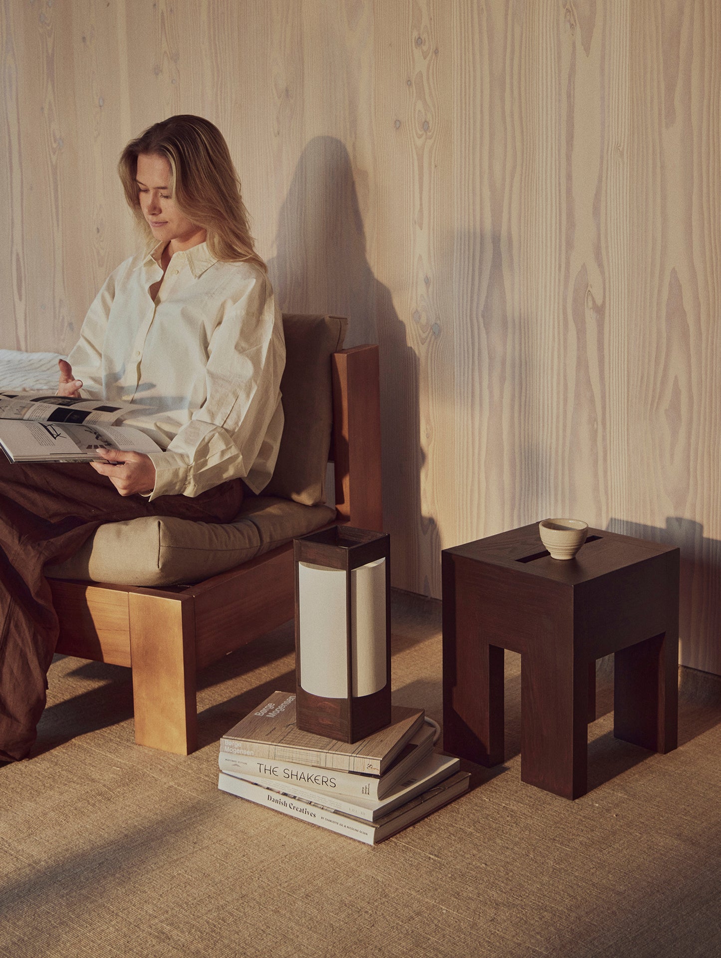 Andon Table Lamp by Form & Refine - Dark Brown Lacquered Ash