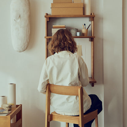 Beam Wall Office Shelf 3 by Form & Refine - Deep Brown Matt Lacquered Pine