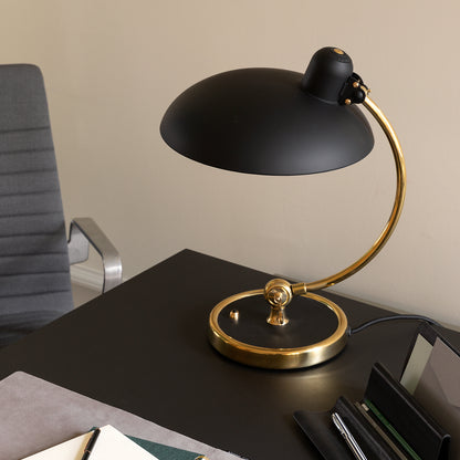 Kaiser Idell Luxus Table Lamp by Fritz Hansen - Matt Black Shade with Brass Base