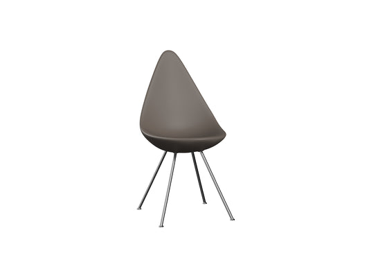 Drop Dining Chair Plastic (3110) by Fritz Hansen - Deep Clay / Chrome Base