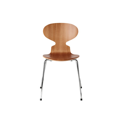 Ant Chair 4 Legs by Fritz Hansen - Natural Veneer Shell / Chromed Steel Base / Cherry