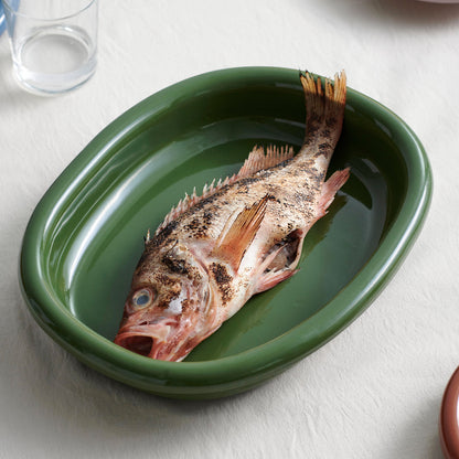 Barro Oval Dish by HAY - Large / Green