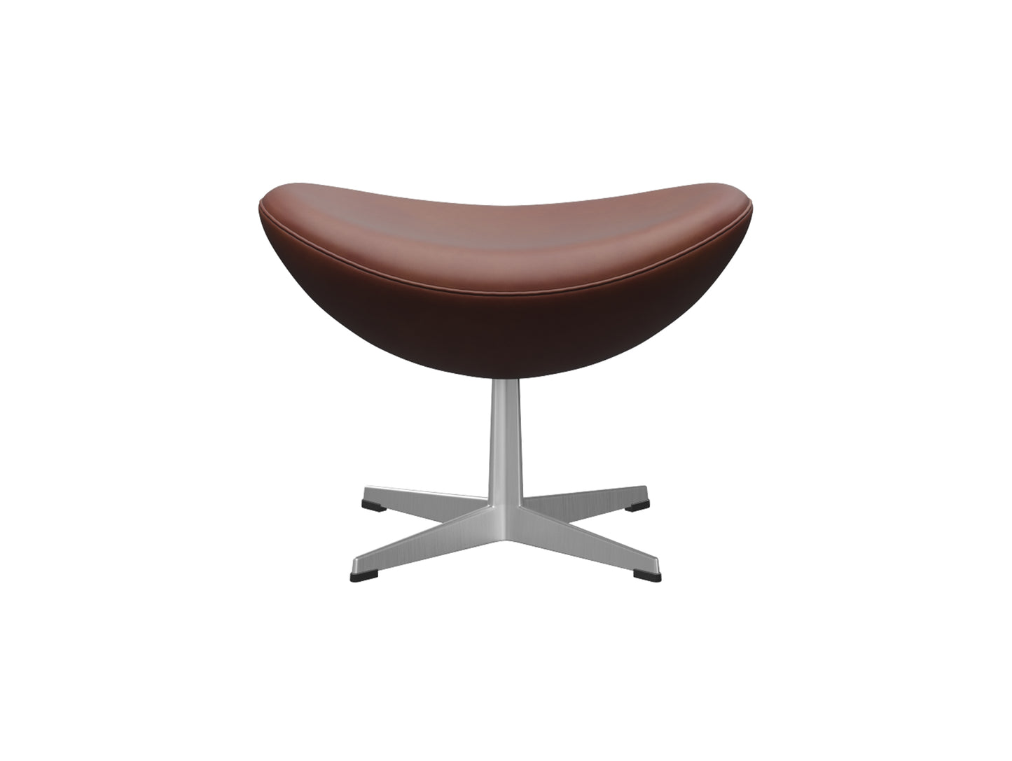 Egg Footstool by Fritz Hansen - Brushed Aluminium / Chestnut Grace Leather
