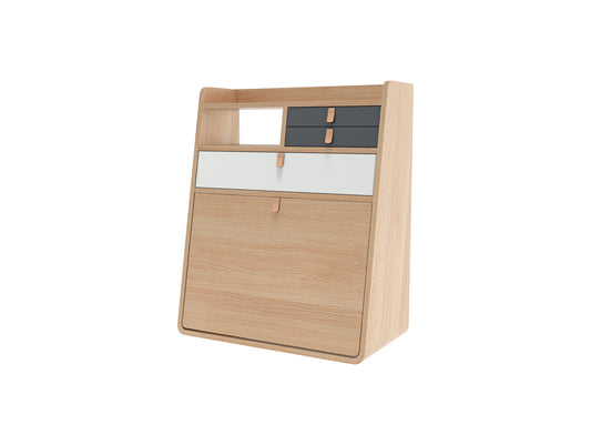 Gaston Writing Desk by Hartô - Width: 60 cm, Oak / Light Grey / Slate Grey