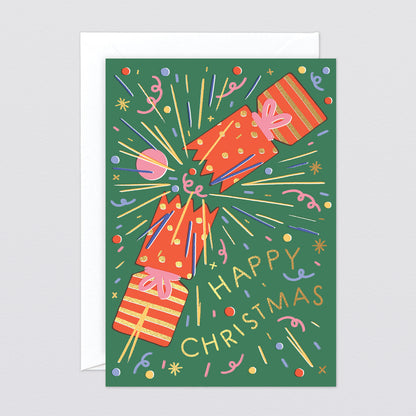 'Happy Christmas Cracker' Foiled Greetings Card by Wrap