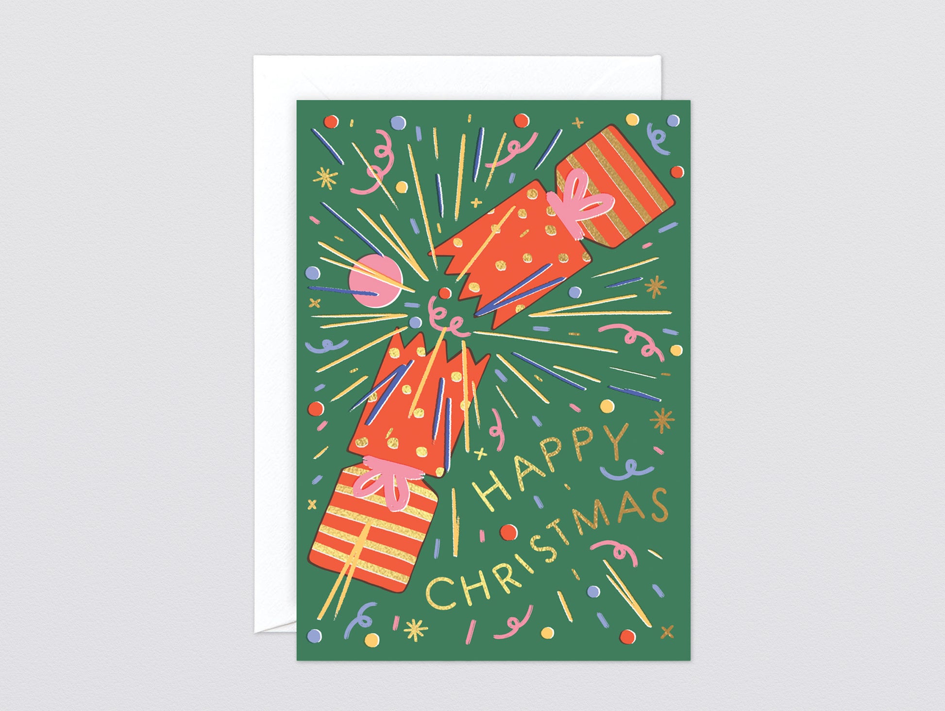 'Happy Christmas Cracker' Foiled Greetings Card by Wrap