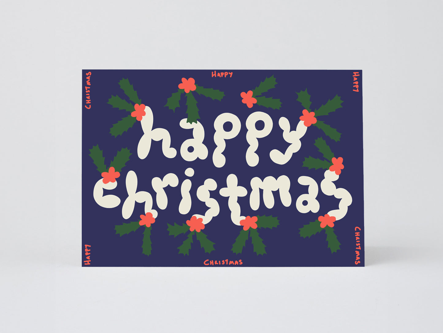 'Happy Christmas Holly' Embossed Greetings Card by Wrap