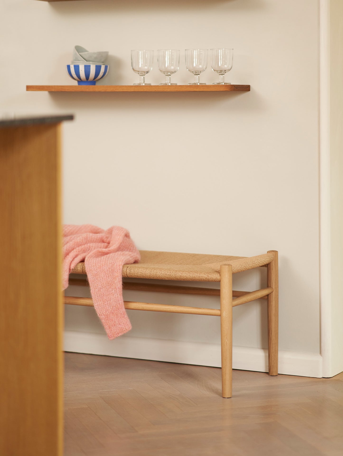 J83B Bench by FDB Mobler - Lacquered Oak