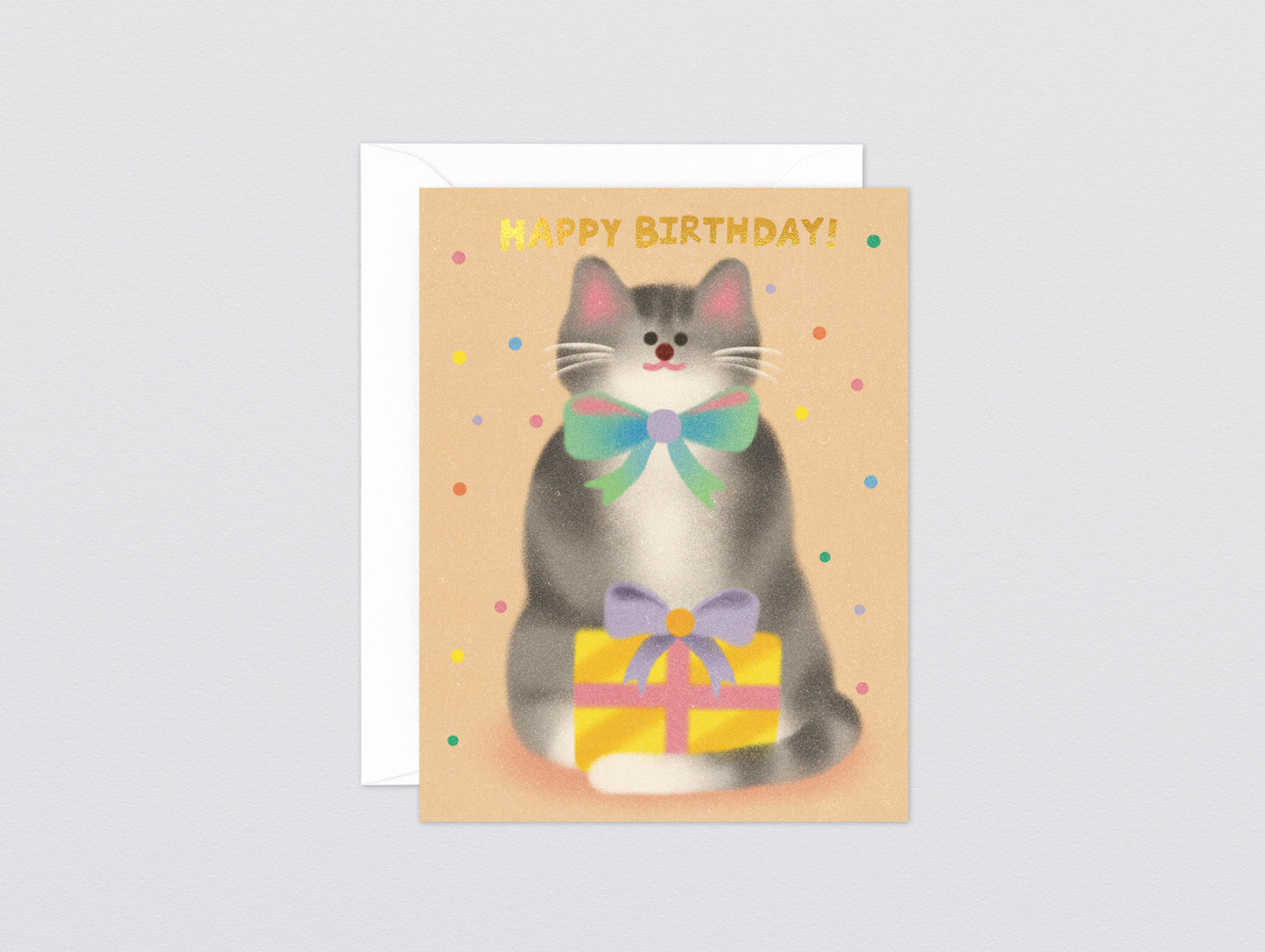 'Cat & Bow Tie Birthday' Kids Greeting Card by Wrap