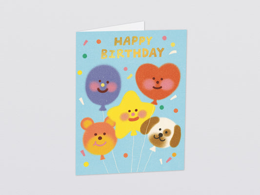 'Happy Birthday Balloon Gang' Kids Greeting Card by Wrap
