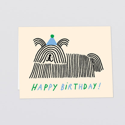 'Happy Birthday Long Hair Dog' Kids Greeting Card by Wrap