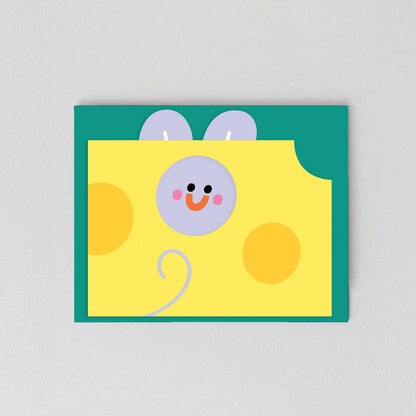 'Mouse In Cheese' Fold Out Greetings Card by Wrap