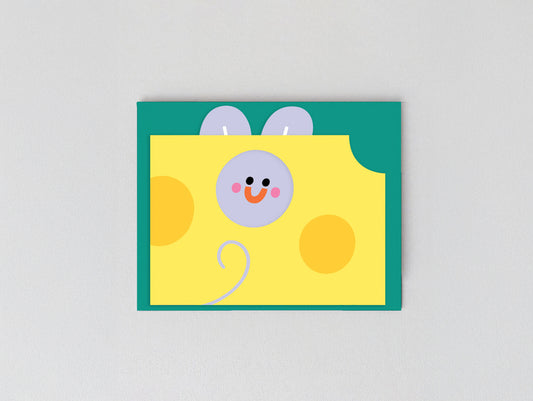 'Mouse In Cheese' Fold Out Greetings Card by Wrap
