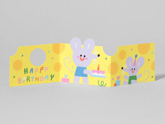 'Mouse In Cheese' Fold Out Greetings Card by Wrap
