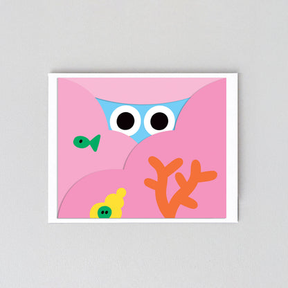 'Hiding Crab' Fold Out Greetings Card by Wrap