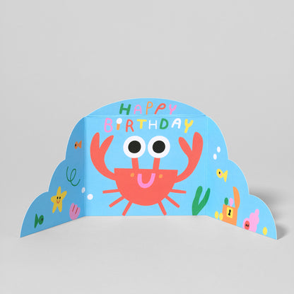 'Hiding Crab' Fold Out Greetings Card by Wrap