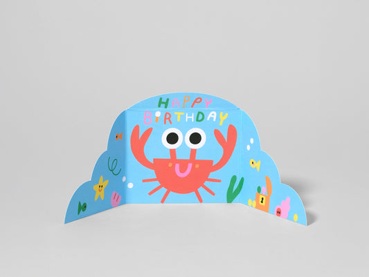 'Hiding Crab' Fold Out Greetings Card by Wrap