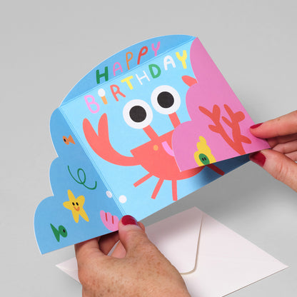 'Hiding Crab' Fold Out Greetings Card by Wrap