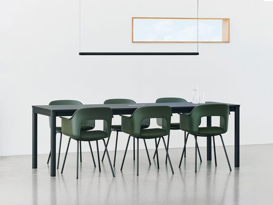 Annex Table Flush by HAY - L240 cm / Dark Grey Linoleum Top / Charcoal Aluminium Legs