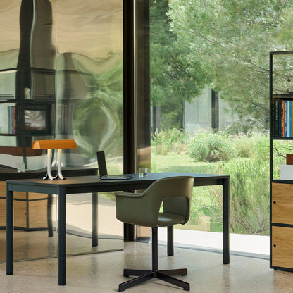 Layout Armchair 234 - Swivel Base by HAY - Black Aluminium Base / Caper Green Grano Leather