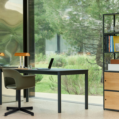 Layout Armchair 234 - Swivel Base by HAY - Black Aluminium Base / Caper Green Grano Leather