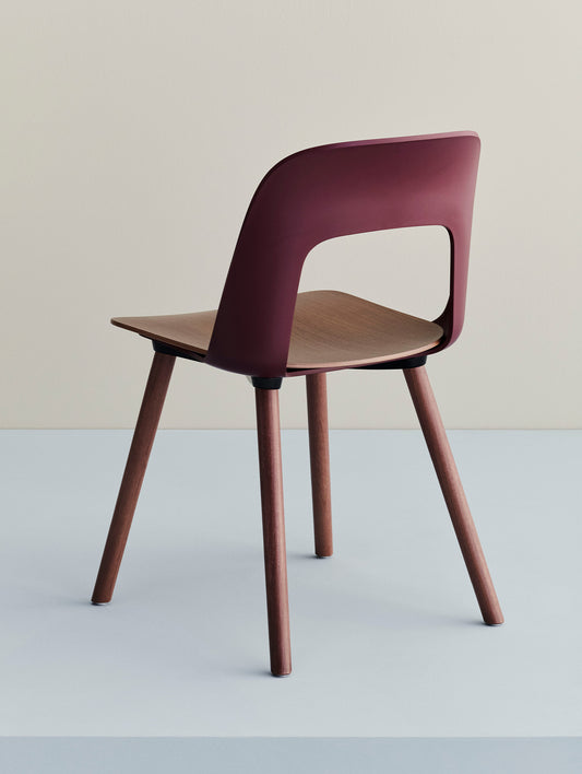 Layout Chair Wood Base 121 by HAY - Lacquered Walnut / Bordeaux