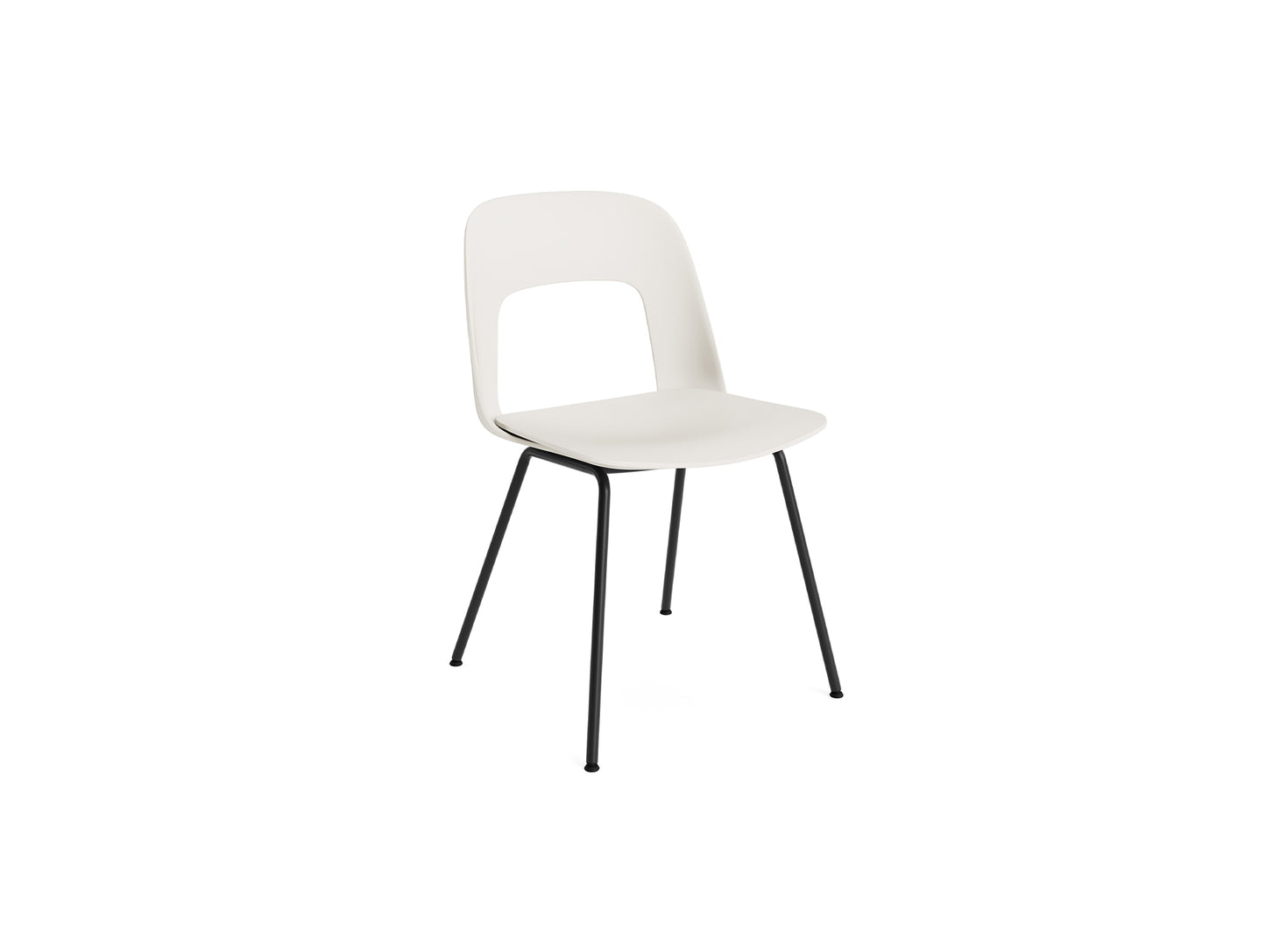 Layout Chair 111  Metal Base by HAY - Cream White Shell / Black Base