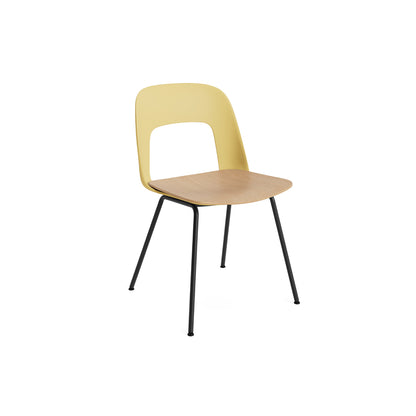 Layout Chair 112  Metal Base by HAY - Biscotti Shell / Oak veneer Seat / Black Base