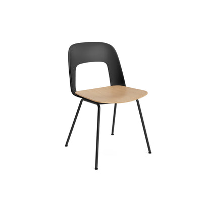 Layout Chair 112  Metal Base by HAY - Black Shell / Oak veneer Seat / Black Base